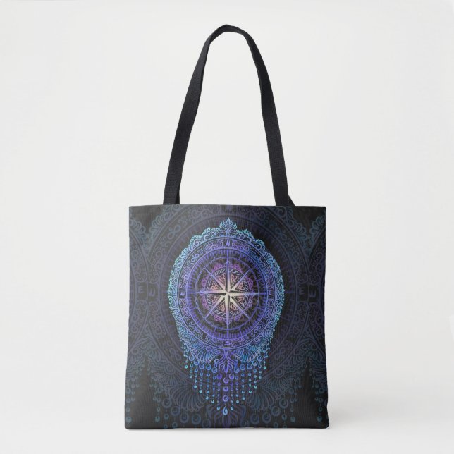 Bolso De Tela Mandala de brújula celeste (Anverso)