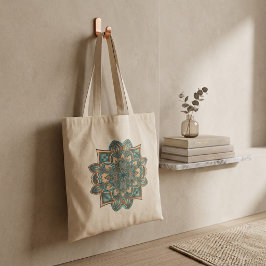 Bolso De Tela Mandalá de Elegancia Turquesa
