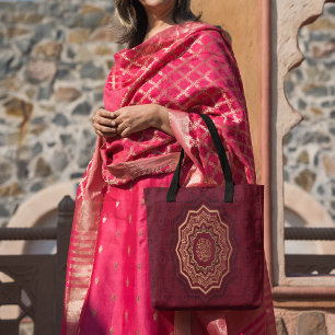 Bolso De Tela Mandala de estilo árabe y crimson