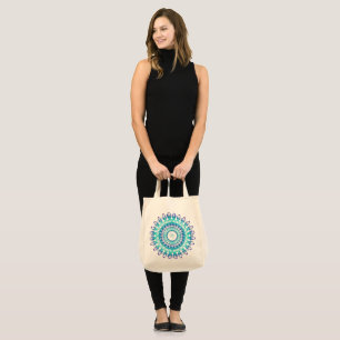 Bolso De Tela Mandala de etnia turquesa.Monograma.