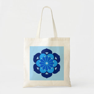 Bolso De Tela Mandalá de Flor de Loto, Índigo y Azul Claro