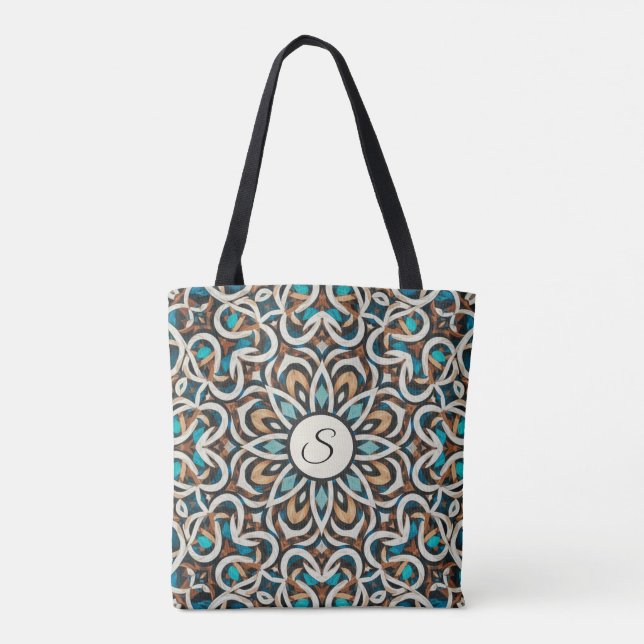 Bolso De Tela Mandala de flores infinitas (Reverso)