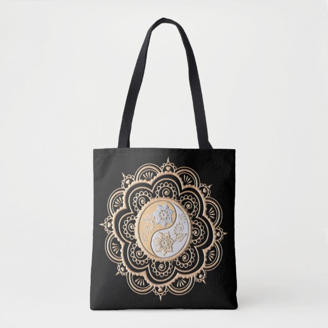 Bolso De Tela Mandala de oro y plata (Anverso)