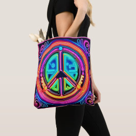 Bolso De Tela Mandalá de Paz Neon