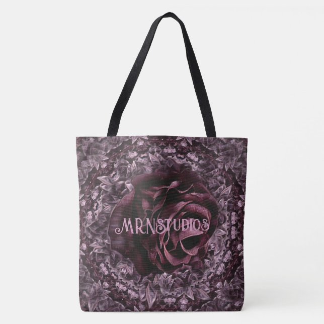 Bolso De Tela Mandala de rosa  (Anverso)
