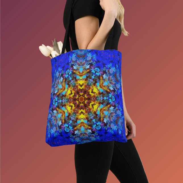 Bolso De Tela Mandala digital amarillo y azul (Subido por el creador)