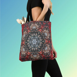 Bolso De Tela Mandala digital rojo y blanco