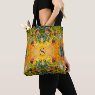 Bolso De Tela Mandala dorado verde amarillo