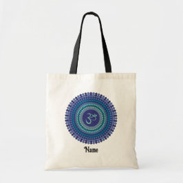 Bolso De Tela Mandala espiritual Om Purple Aqua Blue Personaliza