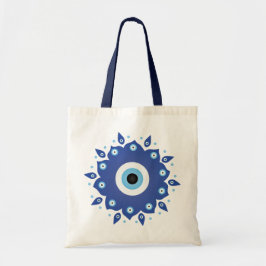 Bolso De Tela Mandala griega malvado Ojo Azul Blanco