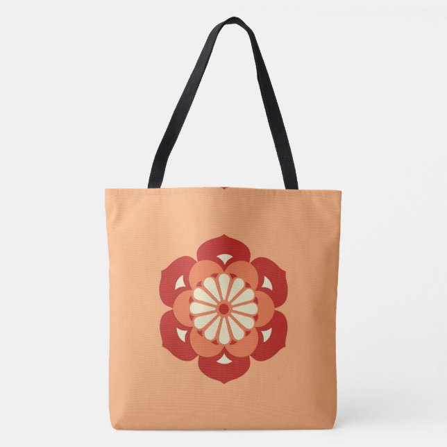Bolso De Tela Mandala, Naranja Pastel y mandarín (Anverso)