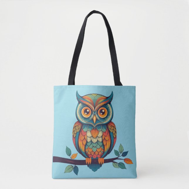 Bolso De Tela Mandala Owl (Anverso)