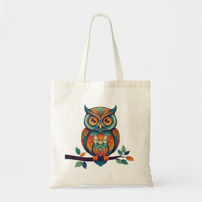 Bolso De Tela Mandala Owl (Frente)