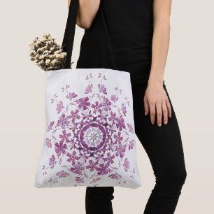 Bolso De Tela Mandala. púrpura floral étnico
