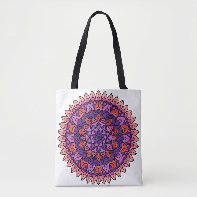 Bolso De Tela Mandala púrpura y rosa (Anverso)