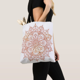 Bolso De Tela Mandalá rosa y naranja en glamour blanco