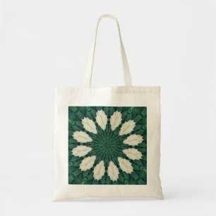 Bolso De Tela Mandalá Tropical Sacramento Verde y Hoja de Plata.