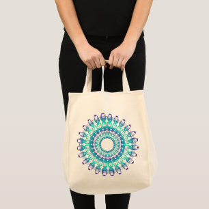 Bolso De Tela mandala. verde azulado étnico