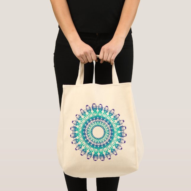 Bolso De Tela mandala. verde azulado étnico (Anverso (producto))