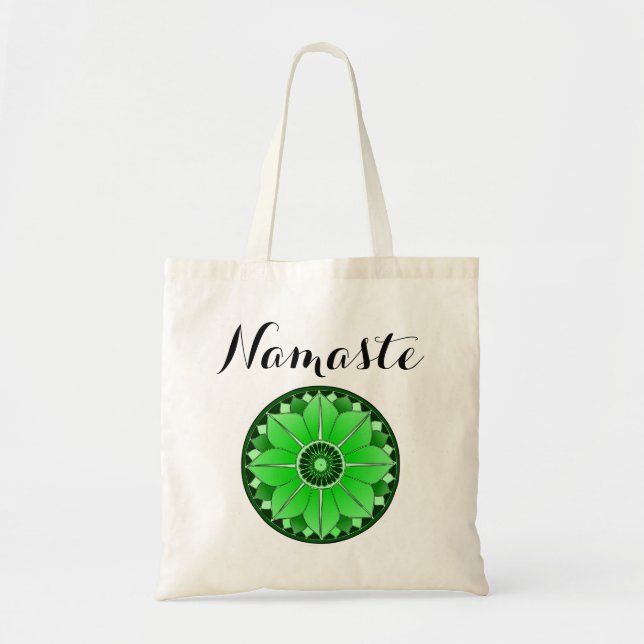Bolso De Tela Mandala verde moderna para el nombre (Frente)