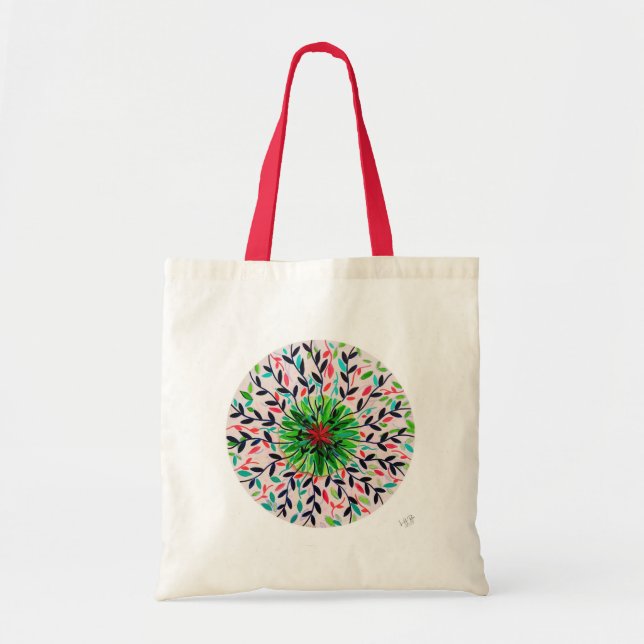 Bolso De Tela Mandala Verde Vida (Frente)