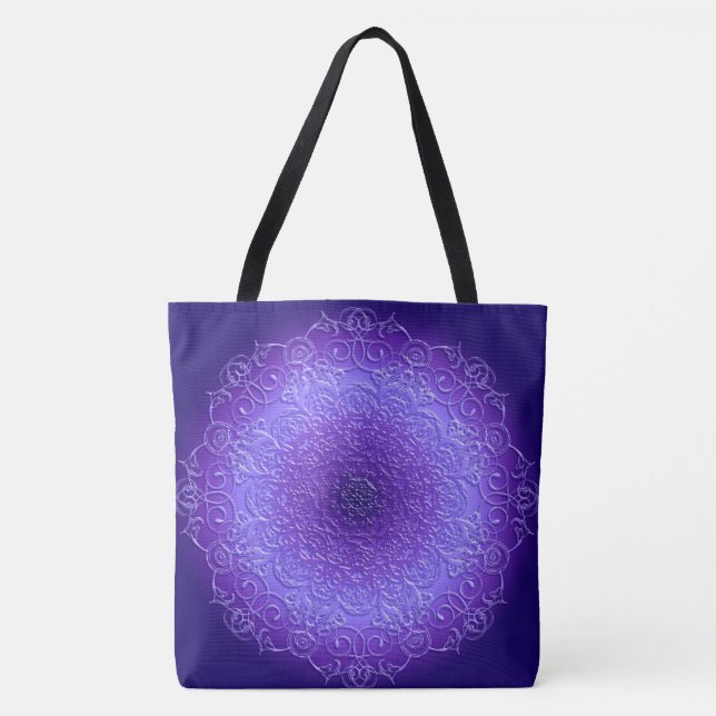 Bolso De Tela Mandala violeta de la pendiente (Anverso)