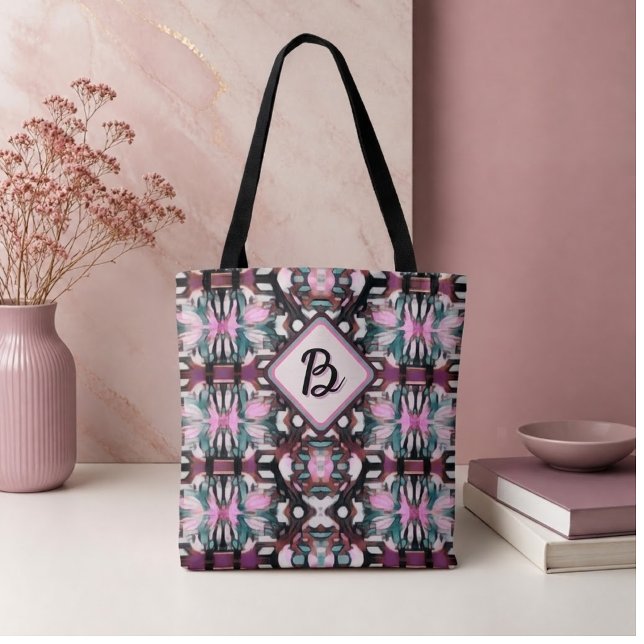 Bolso De Tela Mandalas Conectados de Turquesa, Rosa y Marrón (Subido por el creador)