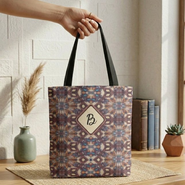 Bolso De Tela Mandalas Conectantes Turquesa, Amarillo y Marrón (Subido por el creador)