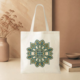 Bolso De Tela Mandalas de Flor Azul Verde
