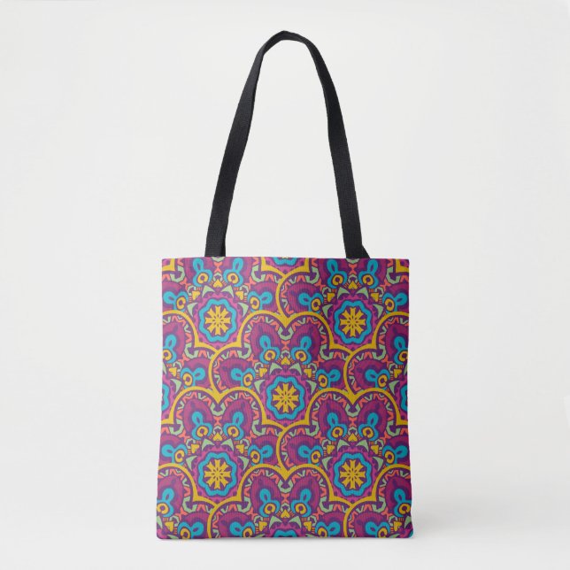 Bolso De Tela Mandalas repiten desi de etnia india tribal (Anverso)