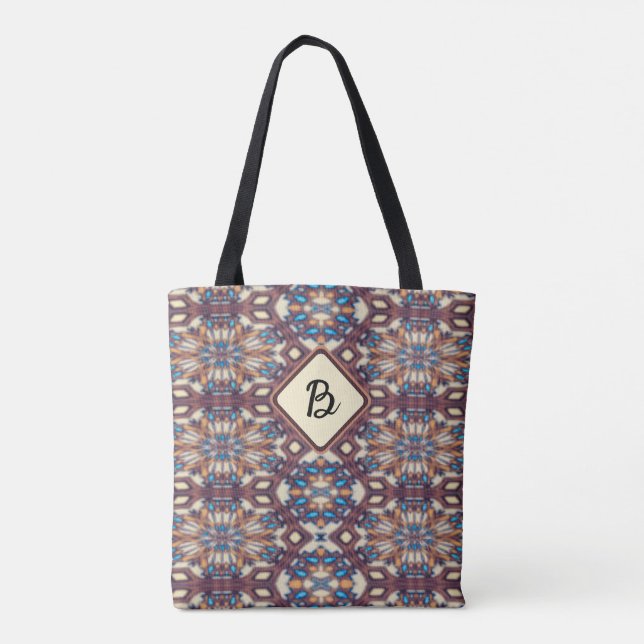 Bolso De Tela Mandalas turquesa, amarilla y marrón (Reverso)