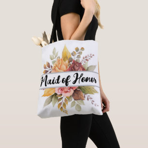 Bolso De Tela Mandato de Honor Borgoña Floral de texto Cae matri