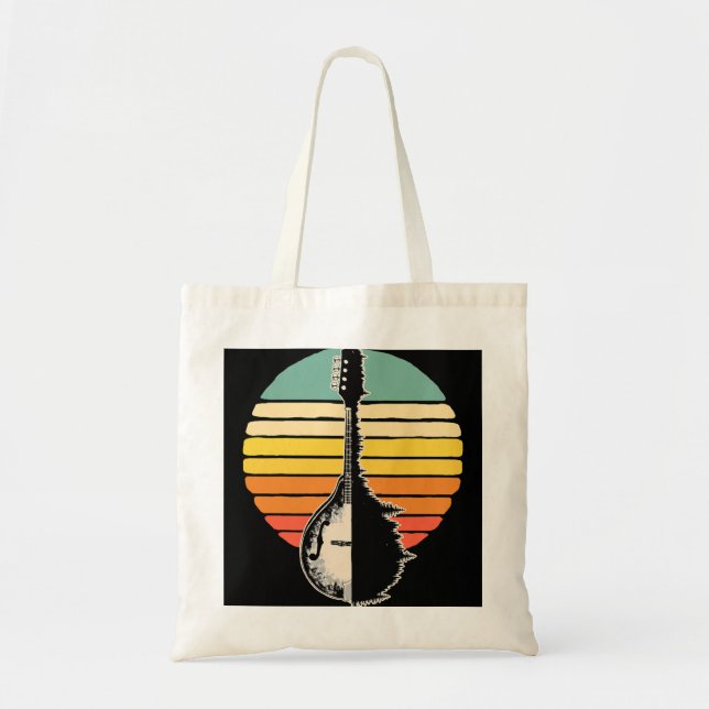 Bolso De Tela Mandolin Lover Trees Reflection 80s Retro Sunset B (Frente)