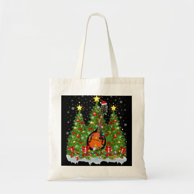 Bolso De Tela Mandolin Lover Xmas enciende Santa Mandolin Christ (Frente)