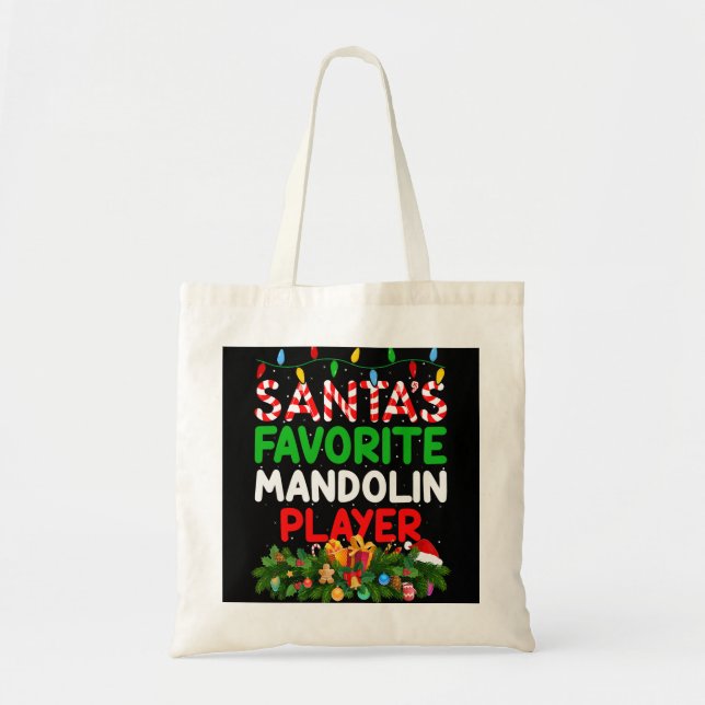 Bolso De Tela Mandolin Lover Xmas Lighting Santas Favoritas Mand (Frente)