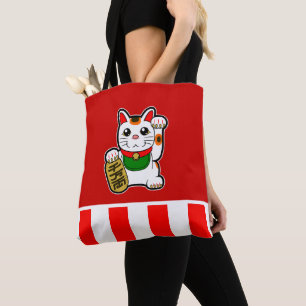 Bolso De Tela Maneki Neko: Gato Afortunado Japonés