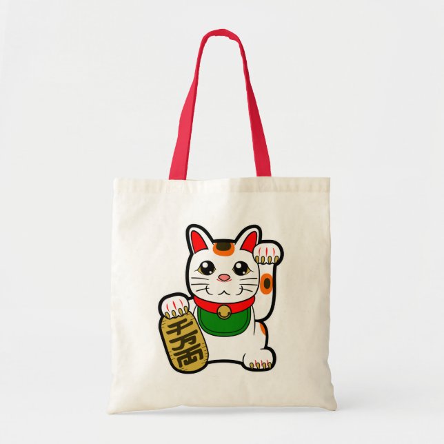 Bolso De Tela Maneki Neko: Gato afortunado japonés (Frente)