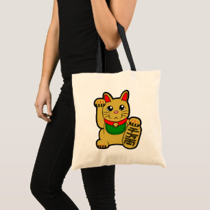 Bolso De Tela Maneki Neko: Gato Dorado de la Suerte