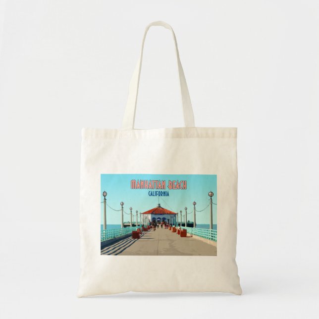 Bolso De Tela Manhattan Beach Pier Los Angeles California (Frente)