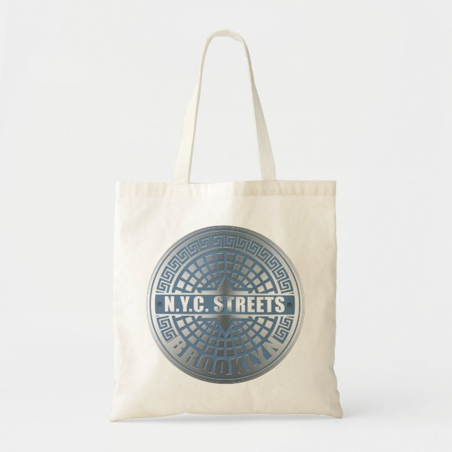 Bolso De Tela Manhole Cover Brooklyn Blue (Frente)