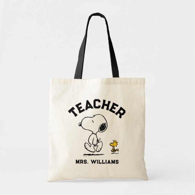 Bolso De Tela Maní Este. 1950 | Profesor Snoopy & Woodstock (Frente)