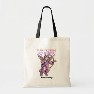 Bolso De Tela Manifestando vibras 67 Streetwear Cupido Vintage 9
