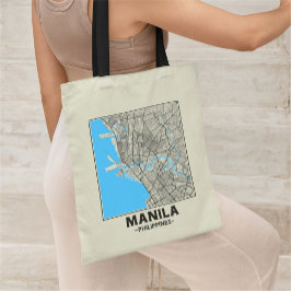 Bolso De Tela Manila, Philippines, City Map Tote Bag