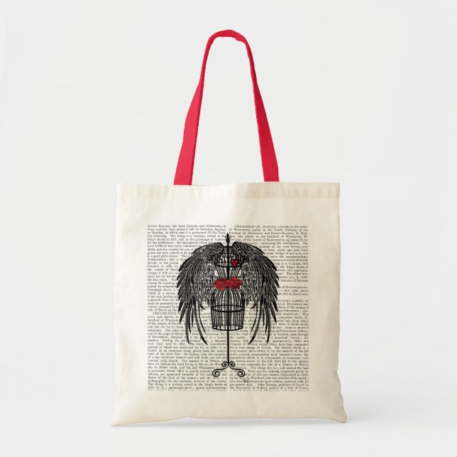 Bolso De Tela Mannequina con alas negras (Frente)