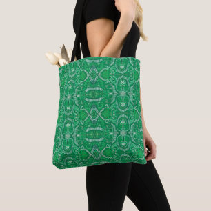 Bolso De Tela Mano Apple Stripe Bohemian Patrón Arábigo Verde