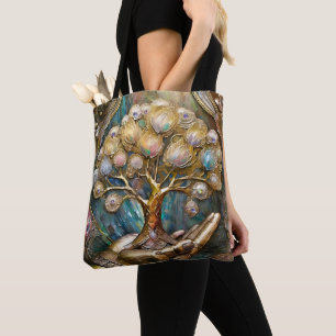 Bolso De Tela Mano De Robot Dorado Con Árbol De Oro De Vida