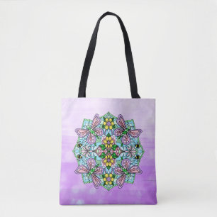 Bolso De Tela Mano dibujada de mariposa fantástica Mandala