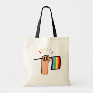 Bolso De Tela Mano dibujada ondeando una bandera arco iris