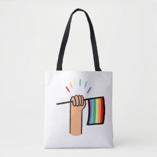 Bolso De Tela Mano dibujada ondeando una bandera arco iris