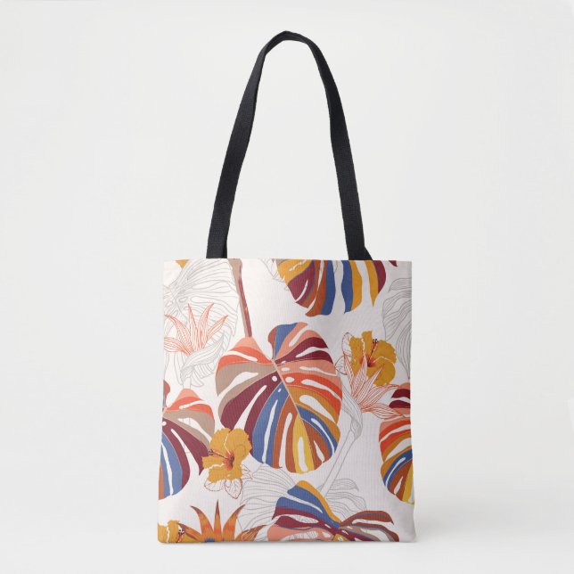 Bolso De Tela Mano floral tropical brillante dibujada (Anverso)